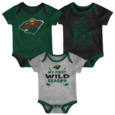 Ensemble de body trois pièces Minnesota Wild Legend pour nouveau-né et nourrisson