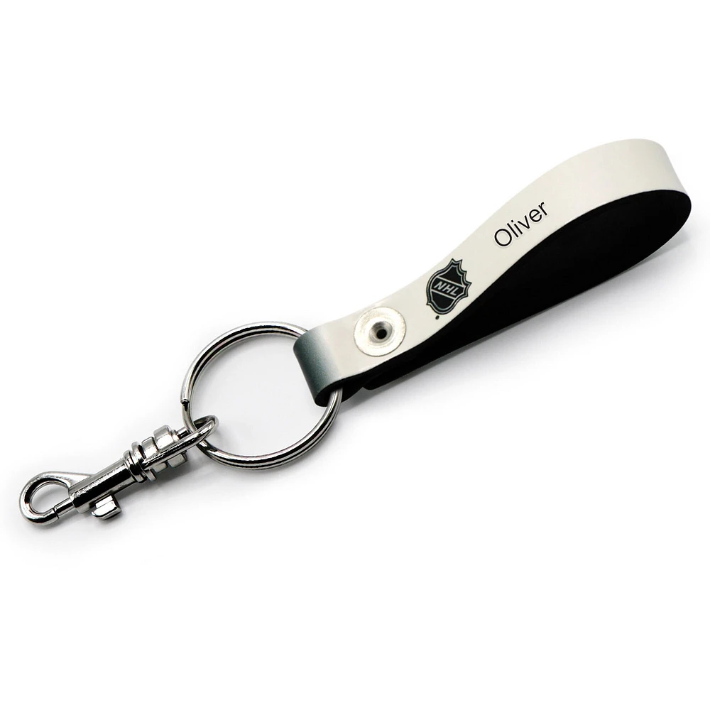White Minnesota Wild Personalized Leather Loop Keychain