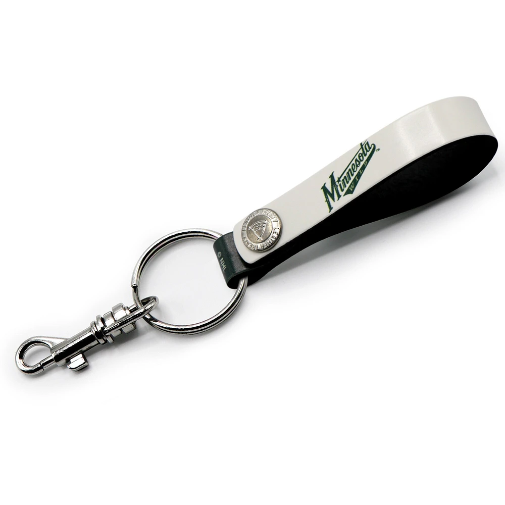 White Minnesota Wild Personalized Leather Loop Keychain