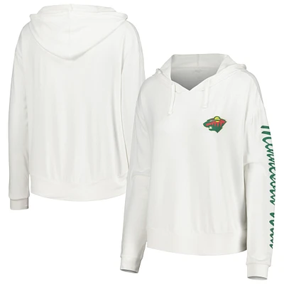 T-shirt à capuche manches longues Concepts Sport blanc Minnesota Wild Accord Hacci pour femmes