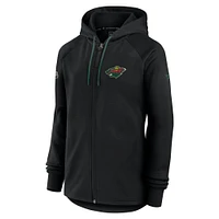 Women's Fanatics  Black Minnesota Wild Authentic Pro Rink Fleece Full-Zip Jacket