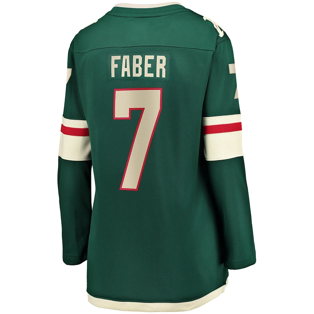 Women's Fanatics Brock Faber Green Minnesota Wild Home Breakaway Player Jersey