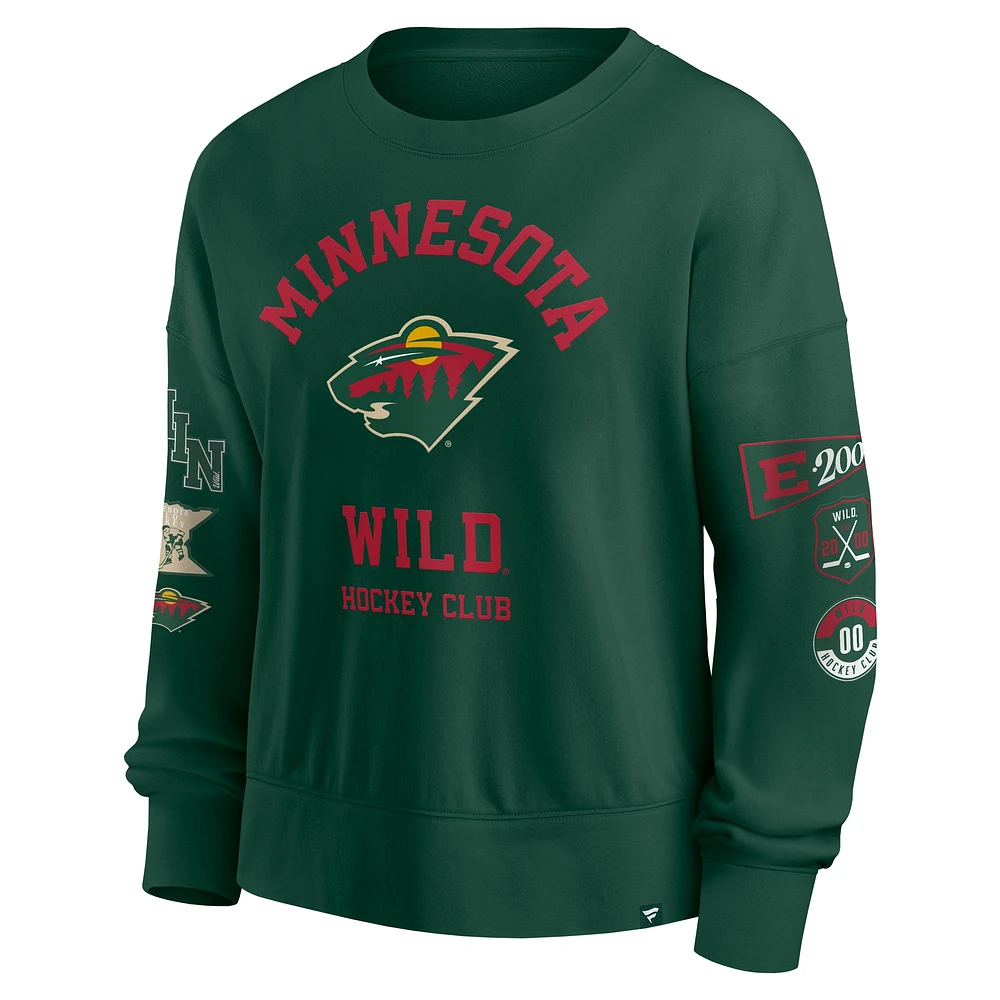 Women's Fanatics Green Minnesota Wild Go Team Pullover Sweatshirt