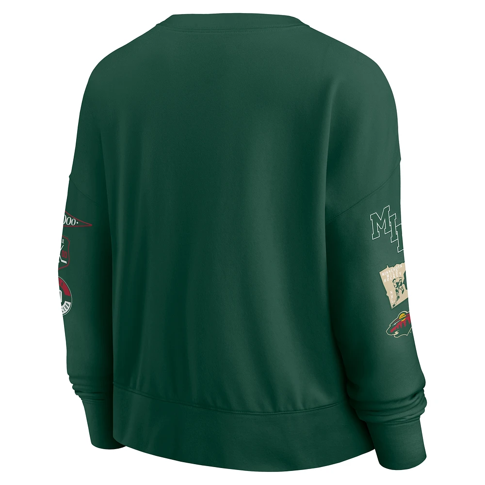 Women's Fanatics Green Minnesota Wild Go Team Pullover Sweatshirt