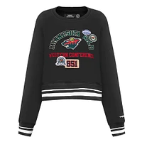Women's Pro Standard  Black Minnesota Wild Area Code Cropped Pullover Sweatshirt