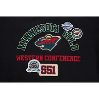 Women's Pro Standard  Black Minnesota Wild Area Code Cropped Pullover Sweatshirt