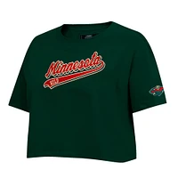 T-shirt court Pro Standard vert Minnesota Wild Boxy Script Tail pour femmes