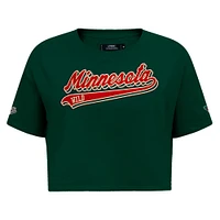 T-shirt court Pro Standard vert Minnesota Wild Boxy Script Tail pour femmes