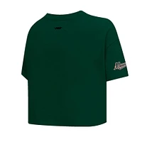 T-shirt court Pro Standard vert Minnesota Wild Boxy Script Tail pour femmes