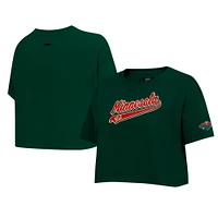 T-shirt court Pro Standard vert Minnesota Wild Boxy Script Tail pour femmes