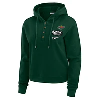 Women's WEAR by Erin Andrews  Green Minnesota Wild Waffle-Knit Pullover Hoodie