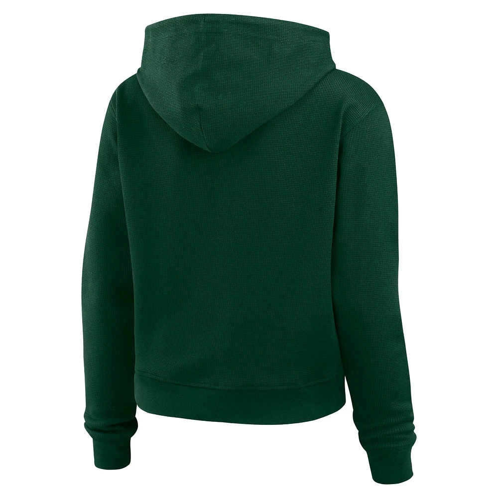 Women's WEAR by Erin Andrews  Green Minnesota Wild Waffle-Knit Pullover Hoodie