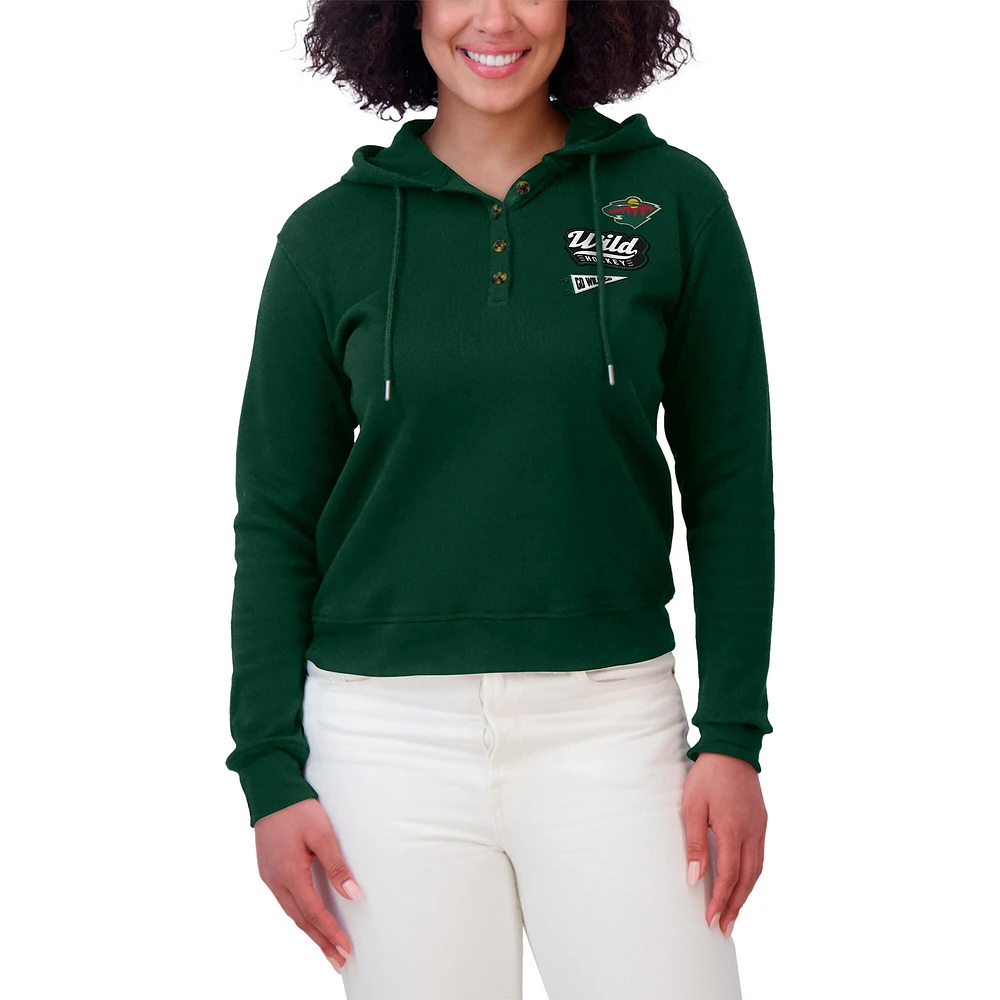 Women's WEAR by Erin Andrews  Green Minnesota Wild Waffle-Knit Pullover Hoodie
