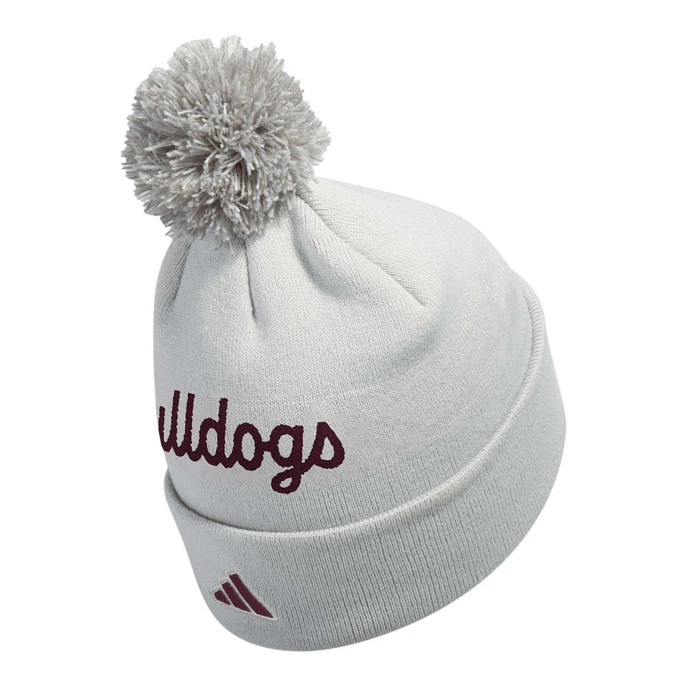 Men's adidas Gray Mississippi State Bulldogs Cuffed Knit Hat with Pom
