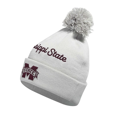 Men's adidas Gray Mississippi State Bulldogs Cuffed Knit Hat with Pom