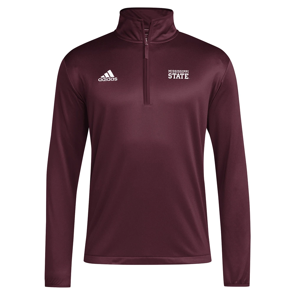 Men's adidas Maroon Mississippi State Bulldogs 2024 Coaches Sideline Quarter-Zip Top