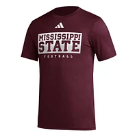 Men's adidas Maroon Mississippi State Bulldogs Football Practice AEROREADY Pregame T-Shirt