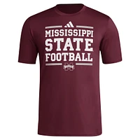 Men's adidas Maroon Mississippi State Bulldogs Locker Football Pre-Game AEROREADY T-Shirt