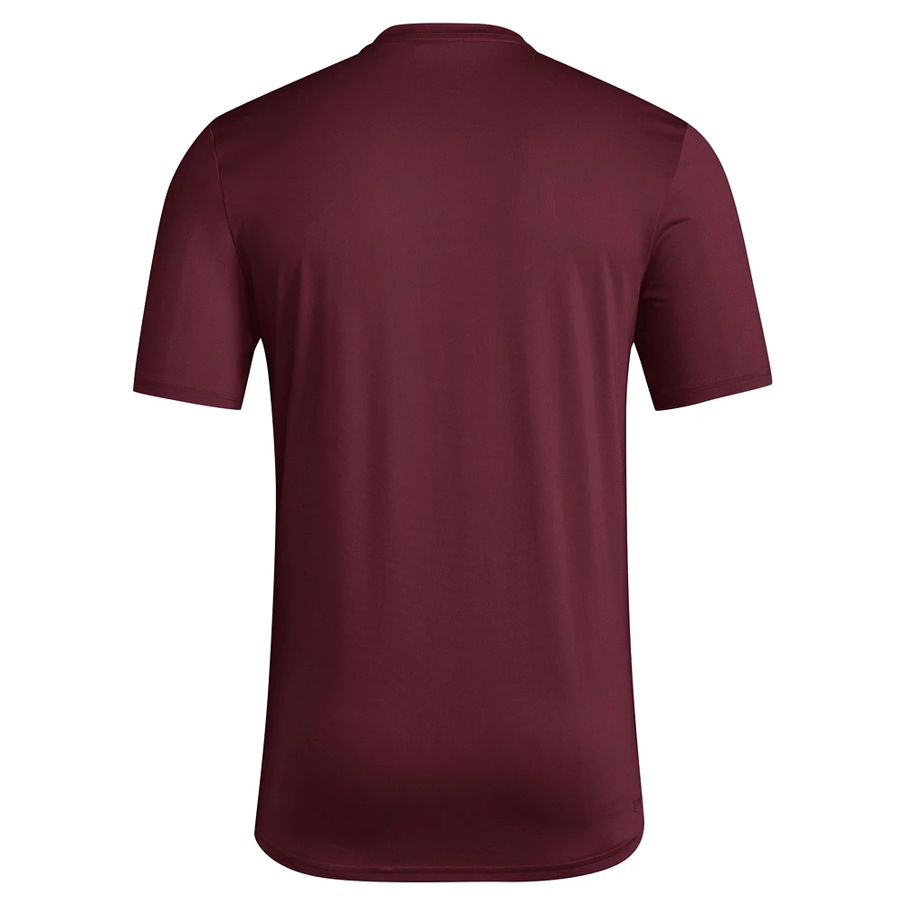 Men's adidas Maroon Mississippi State Bulldogs Locker Football Pre-Game AEROREADY T-Shirt