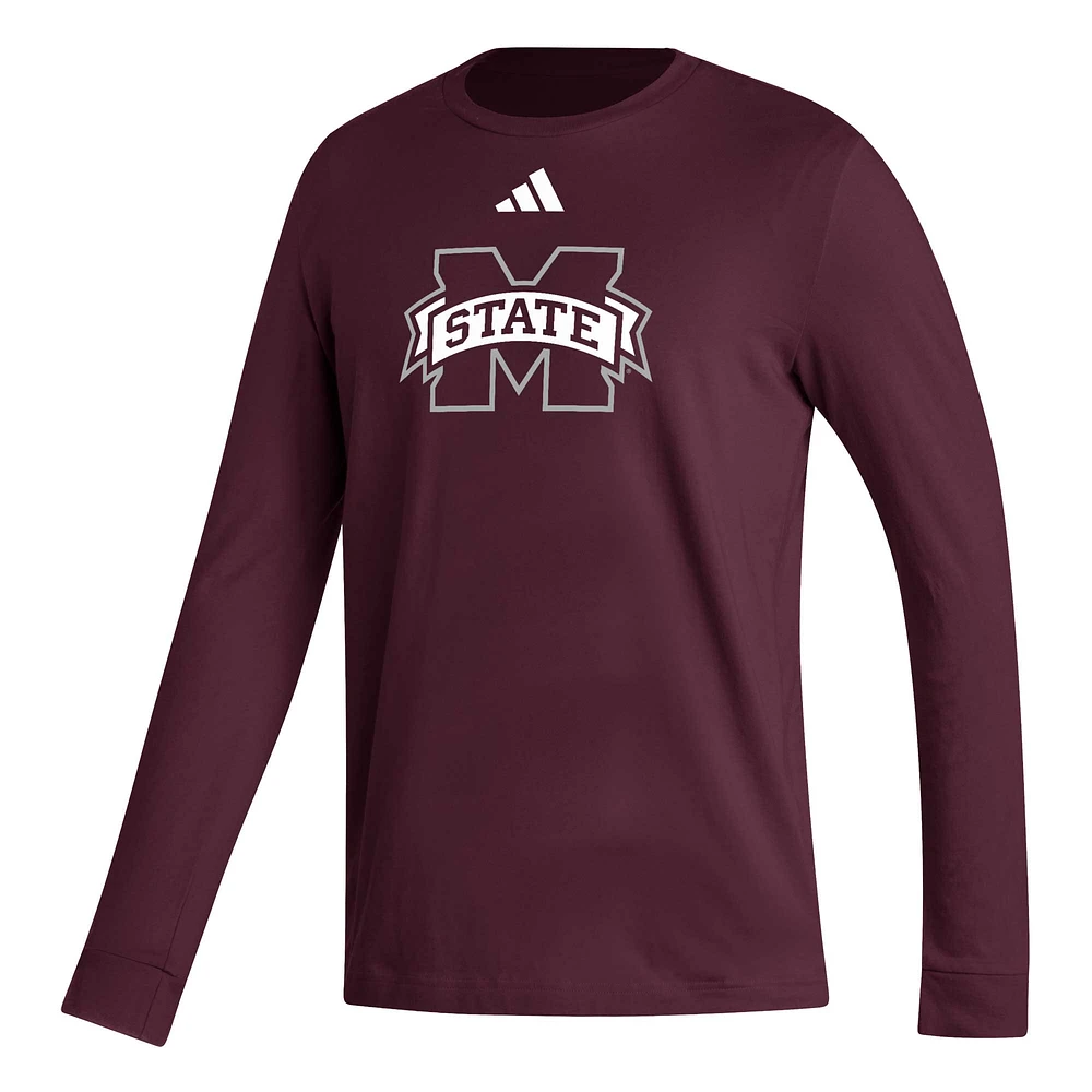 Men's adidas  Maroon Mississippi State Bulldogs Locker Logo Fresh Long Sleeve T-Shirt