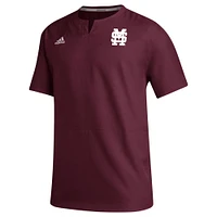 Haut pour homme adidas Mississippi State Bulldogs bordeaux à encoche Iron Cage