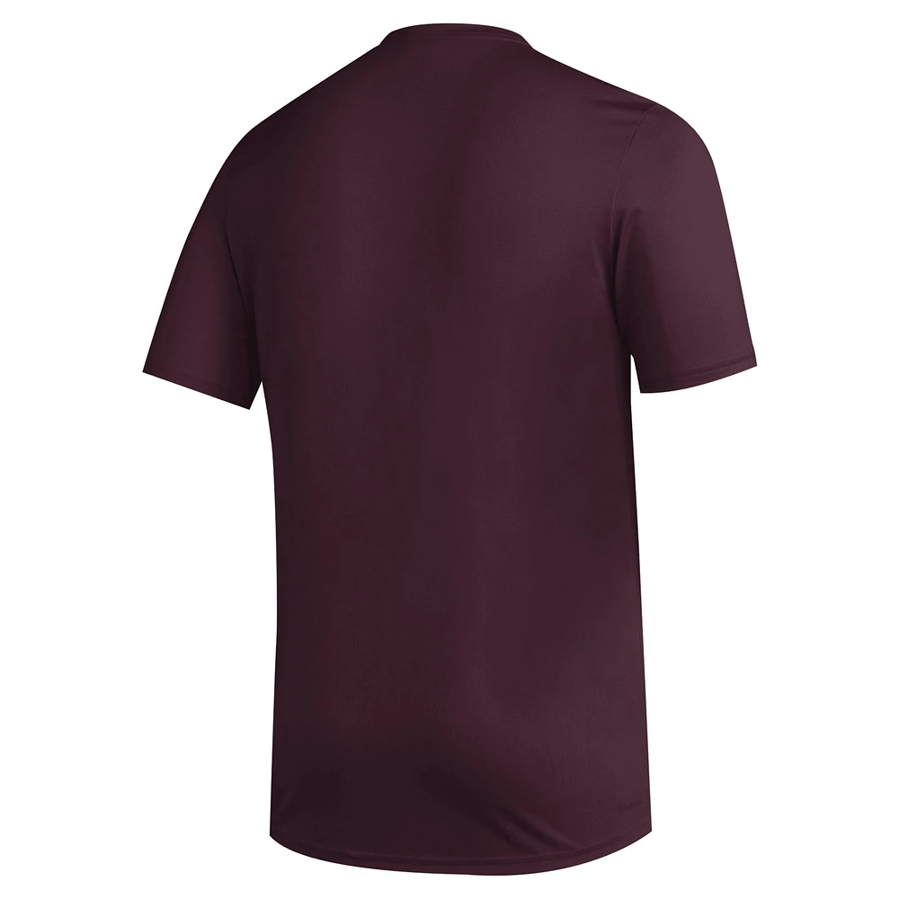 Men's adidas Maroon Mississippi State Bulldogs Primary Locker Logo Pre-Game AEROREADY T-Shirt