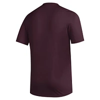 Men's adidas Maroon Mississippi State Bulldogs Primary Locker Logo Pre-Game AEROREADY T-Shirt