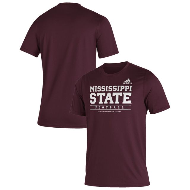 T-shirt adidas Maroon Mississippi State Bulldogs Sideline Football Locker Practice Creator AEROREADY pour hommes