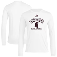 Men's adidas White Mississippi State Bulldogs Together On-Court Pregame Long Sleeve T-Shirt