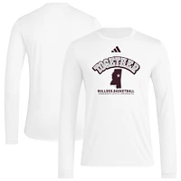 Men's adidas White Mississippi State Bulldogs Together On-Court Pregame Long Sleeve T-Shirt