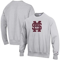 Chandail à tissage inversé pour homme avec logo Vault des Bulldogs de l'État du Mississippi, gris chiné Champion hommes