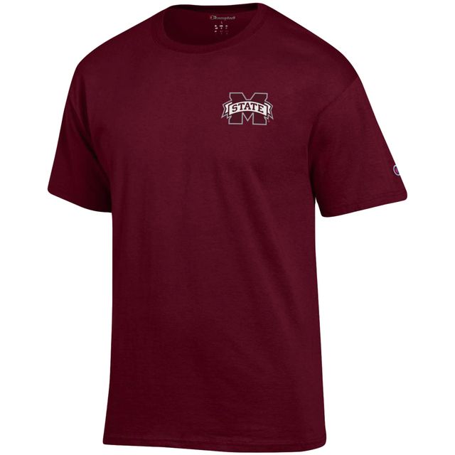 T-shirt à deux coups pour homme Champion Maroon Mississippi State Bulldogs Stack
