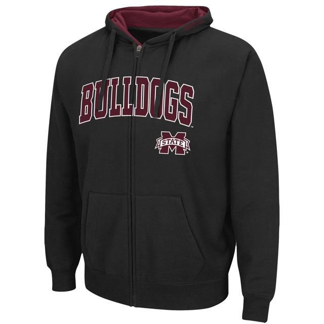 Sweat à capuche entièrement zippé Colosseum Mississippi State Bulldogs Arch & Logo 3.0 pour homme, noir