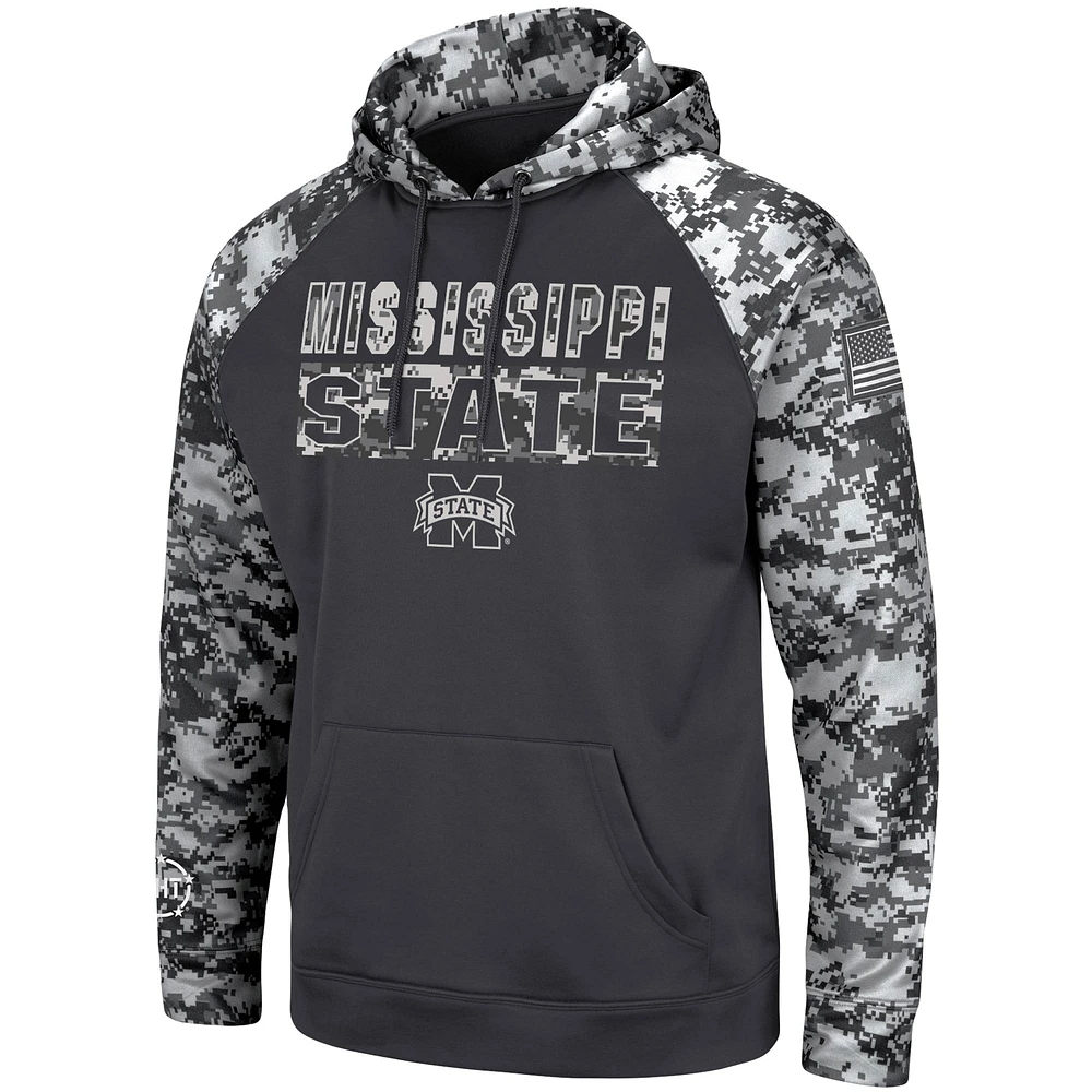 Colosseum Charcoal Mississippi State Bulldogs OHT Military Appreciation Digital Camo Sweat à capuche pour homme