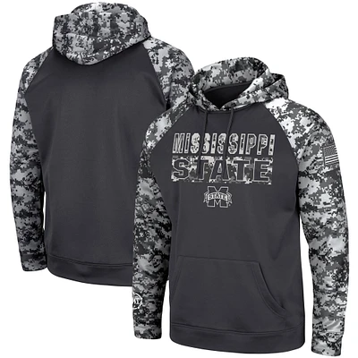 Colosseum Charcoal Mississippi State Bulldogs OHT Military Appreciation Digital Camo Sweat à capuche pour homme