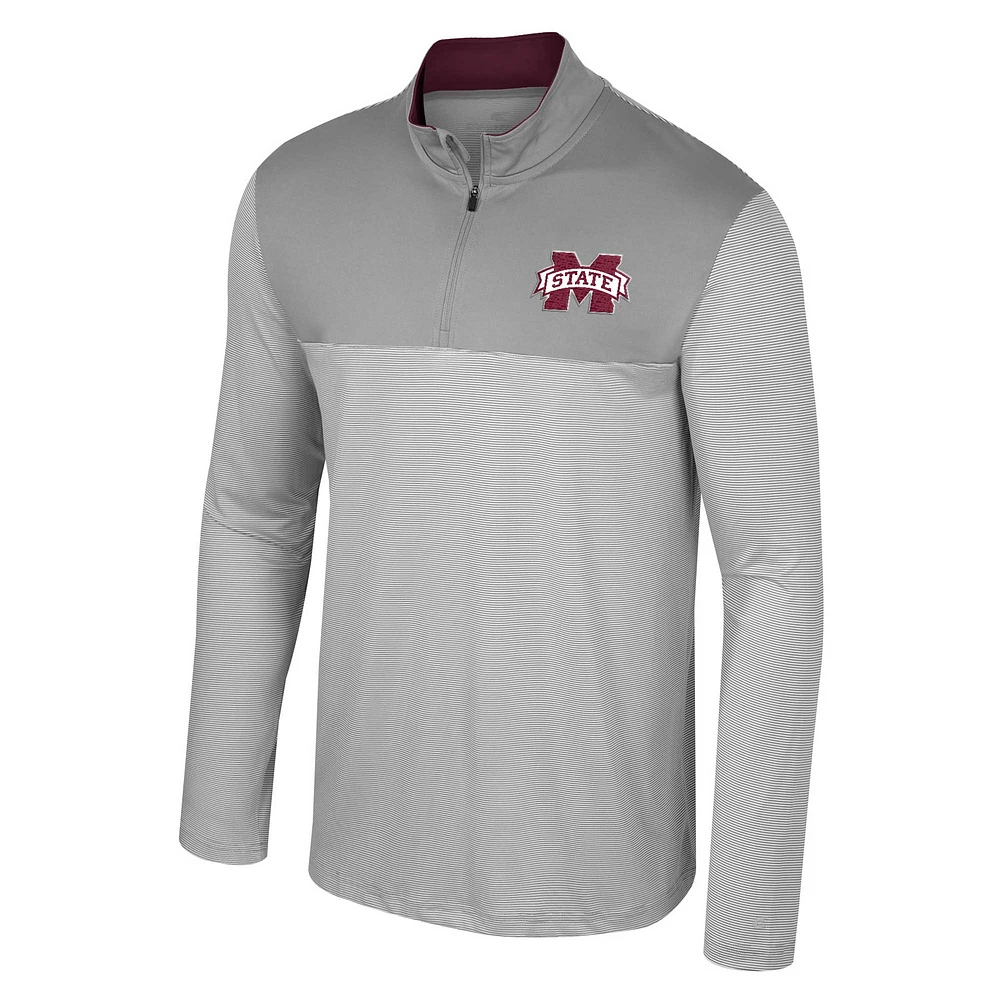 Men's Colosseum Gray Mississippi State Bulldogs Tuck Quarter-Zip Top