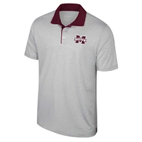 Men's Colosseum Gray Mississippi State Bulldogs Tuck Striped Polo