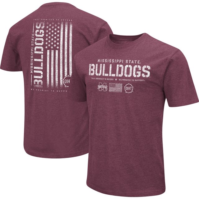 Colosseum Heather Maroon Mississippi State Bulldogs OHT Military Appreciation Flag 2.0 T-shirt pour homme