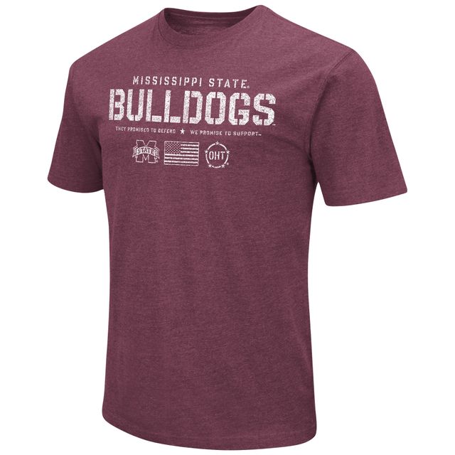 Colosseum Heather Maroon Mississippi State Bulldogs OHT Military Appreciation Flag 2.0 T-shirt pour homme