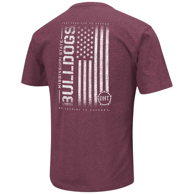 Colosseum Heather Maroon Mississippi State Bulldogs OHT Military Appreciation Flag 2.0 T-shirt pour homme