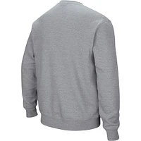 Men's Colosseum Heathered Gray Mississippi State Bulldogs Arch & Logo Tackle Twill Pullover Sweatshirt