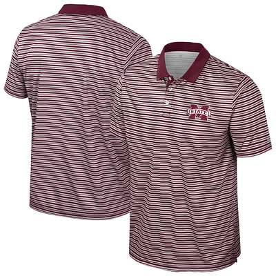 Polo rayé marron Colosseum pour homme des Mississippi State Bulldogs