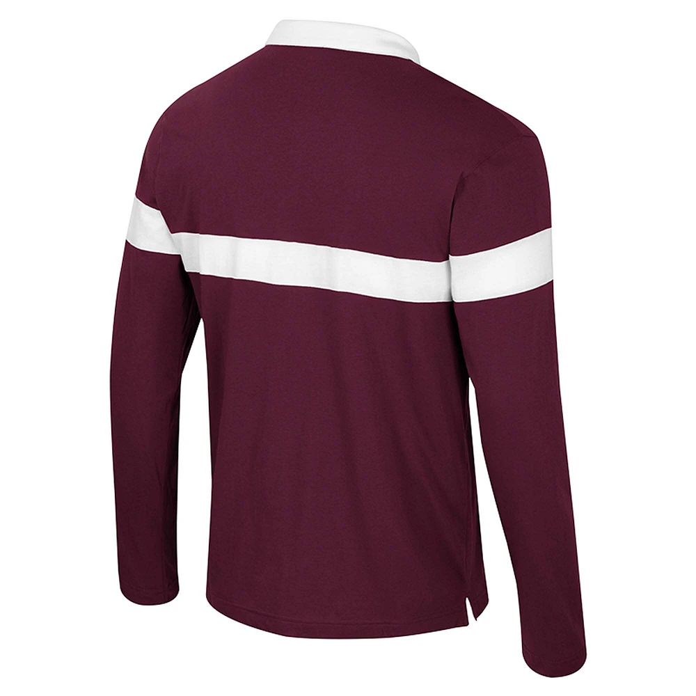 Men's Colosseum  Maroon Mississippi State Bulldogs Too Cool For School Long Sleeve Polo