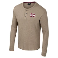 Men's Colosseum  Tan Mississippi State Bulldogs Great Outdoors Henley Long Sleeve Shirt