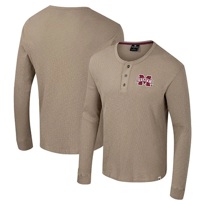 Chemise Henley à manches longues Great Outdoors pour homme Colosseum Tan Mississippi State Bulldogs