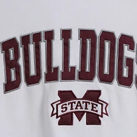 Men's Colosseum White Mississippi State Bulldogs Arch & Logo Crew Neck Sweatshirt