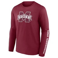 Men's Fanatics Maroon Mississippi State Bulldogs Double Time 2-Hit Long Sleeve T-Shirt
