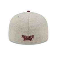Casquette ajustée 59FIFTY pour homme avec écusson Mississippi State Bulldogs New Era gris chiné/marron