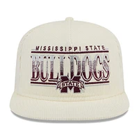 Casquette snapback en velours côtelé blanc Mississippi State Bulldogs Throwback Golfer New Era pour hommes