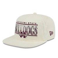 Casquette snapback en velours côtelé blanc Mississippi State Bulldogs Throwback Golfer New Era pour hommes